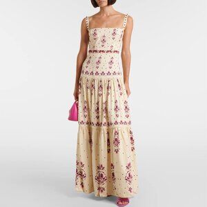 Agua by Agua Bendita Floral Maxi Dress in Cream and Red
